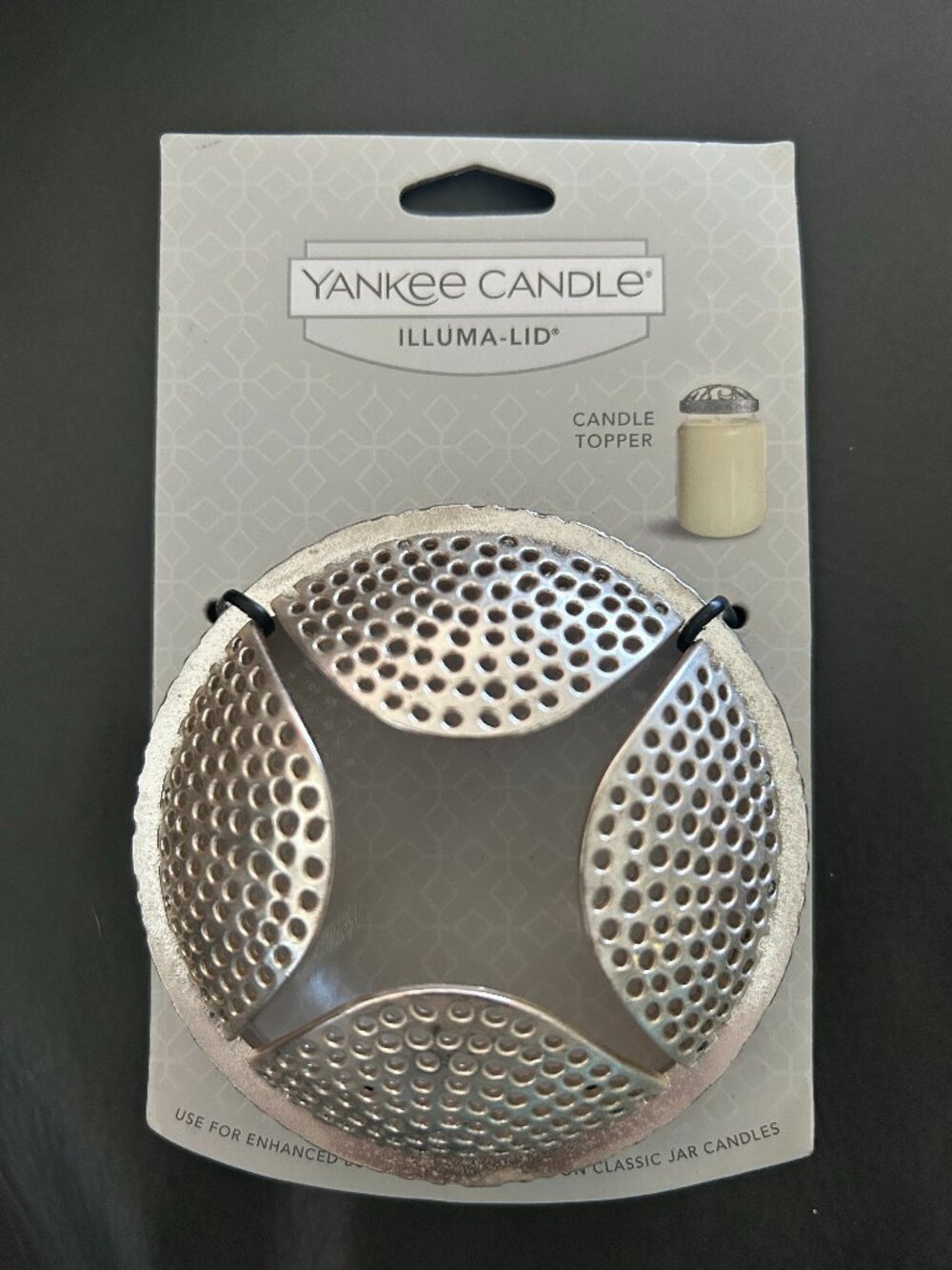 Yankee Candle ILLUMA-LID Metal Candle Jar Topper Silver Round Geometric